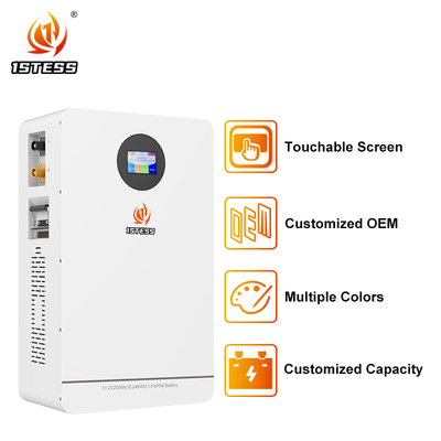 Inteligentny akumulator domowy 10,24 kWh 51,2 V 200 Ah, sterowanie dotykowe