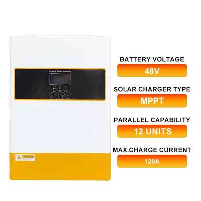 Off Grid 48V Single Phase Hybrid Solar Inverter 6.2kw Pure Sine Wave with Built-in 120A MPPT Charger