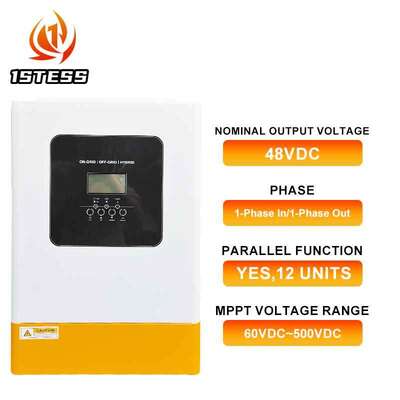 Wbudowany 120A MPPT sterownik słoneczny 48V jednofazowy hybrydowy inwerter słoneczny 5.5kw 6.2kw czysta fala sinus złączona z siecią