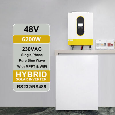 Moc wyjściowa 6200 W Wejście fotowoltaiczne 6500 W 48 V Jednofazowy czysta fala sinusoidalna Falownik solarny MPPT Wysokie napięcie do urządzeń domowych