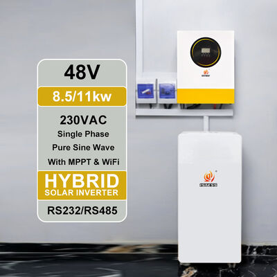 11KW 48V Single Phase Pure Sine Wave Solar Inverter 2 MPPT 160A LiFePO4 Activation via PV/UTL